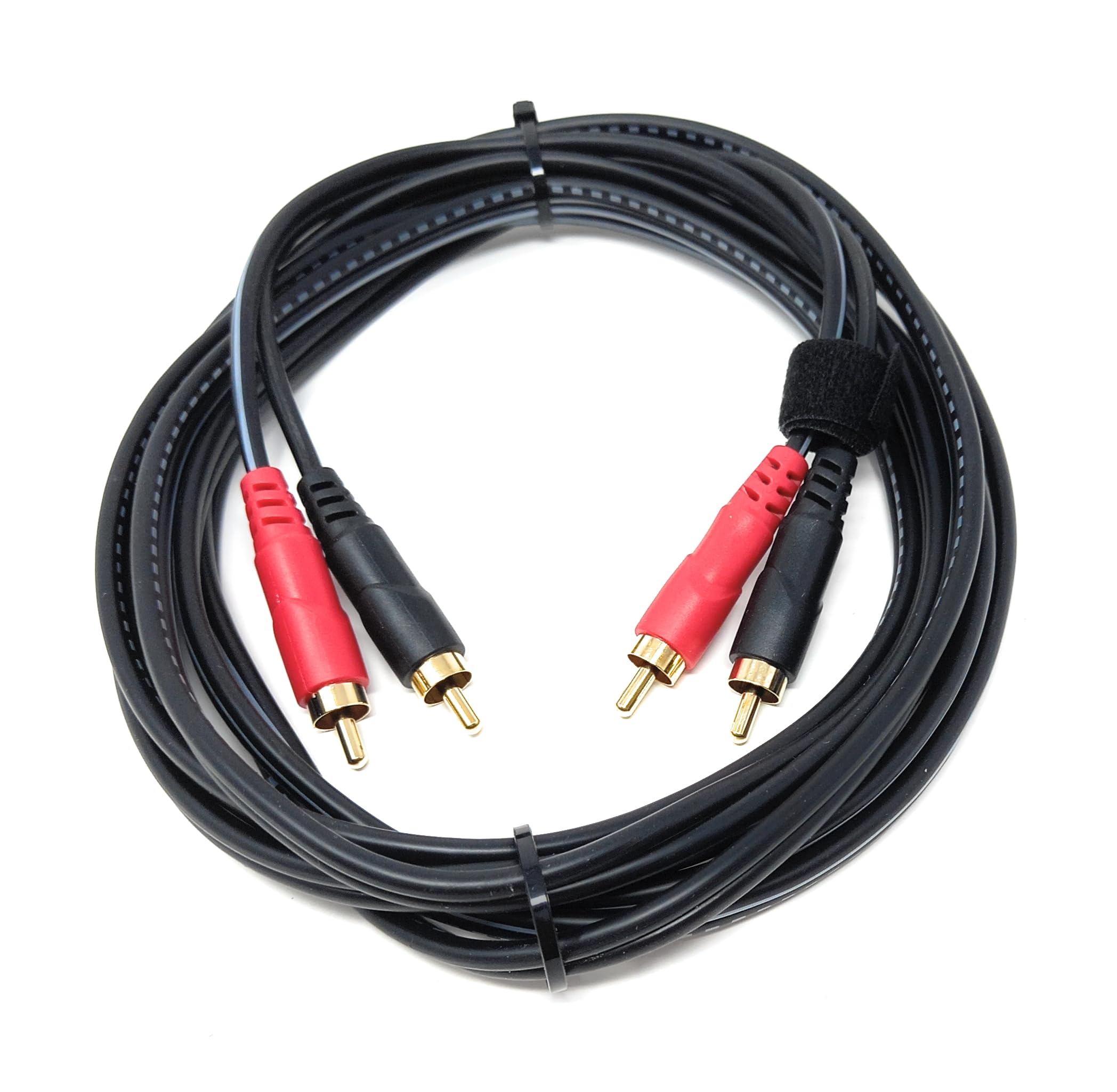 DRUT 2 x RCA Audio Cable – Stereo Male to Male Lead with Gold-Plated Plugs for Amplifier, Active Speakers, Subwoofer, Turntable, HiFi & Home Audio Systems