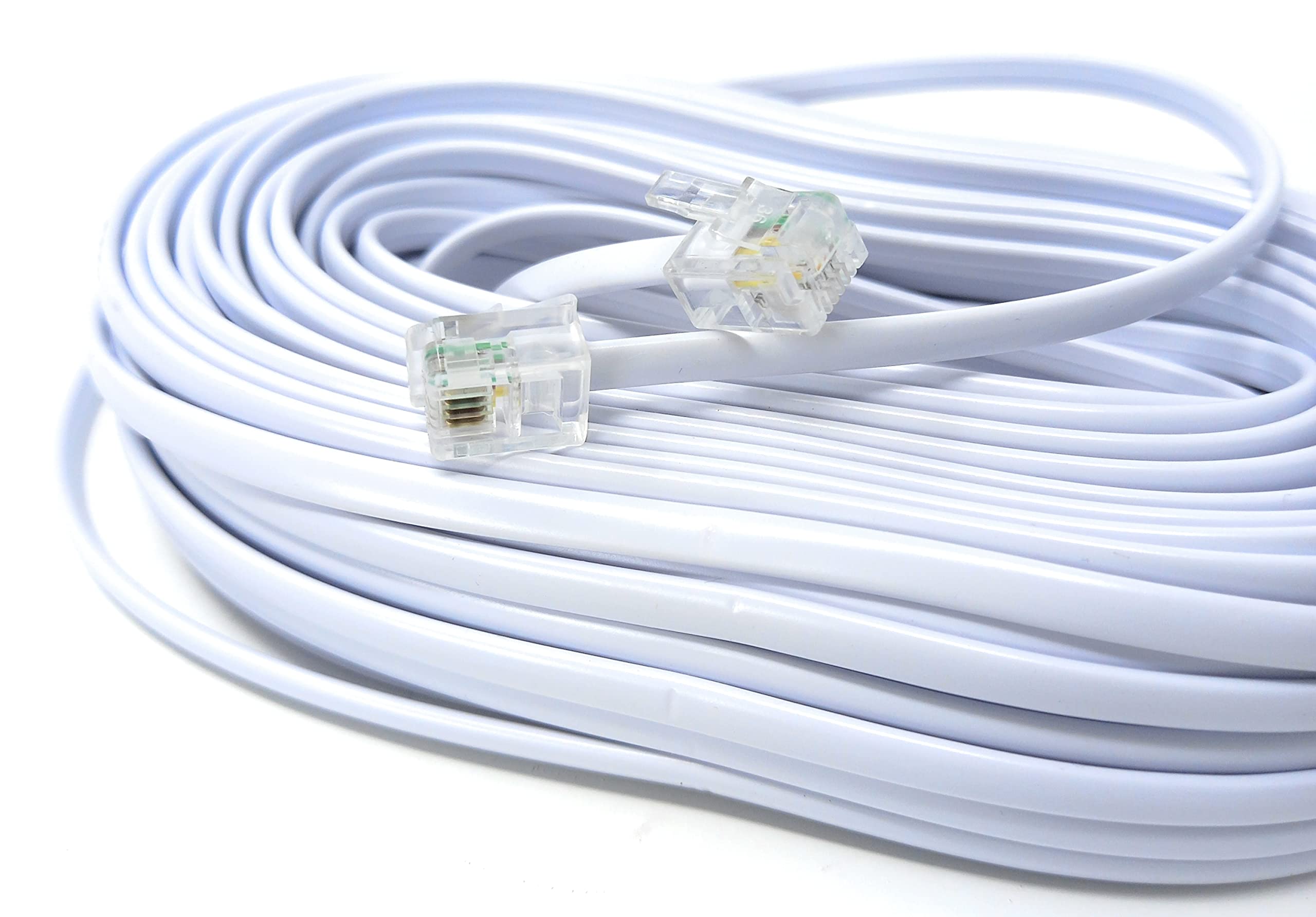 DRUT RJ11 to RJ11 Telephone Landline Cable ADSL (6P4C) Flat Lead High Speed BT Internet Broadband Male to Male Router, Modem, Phone Extension Wire