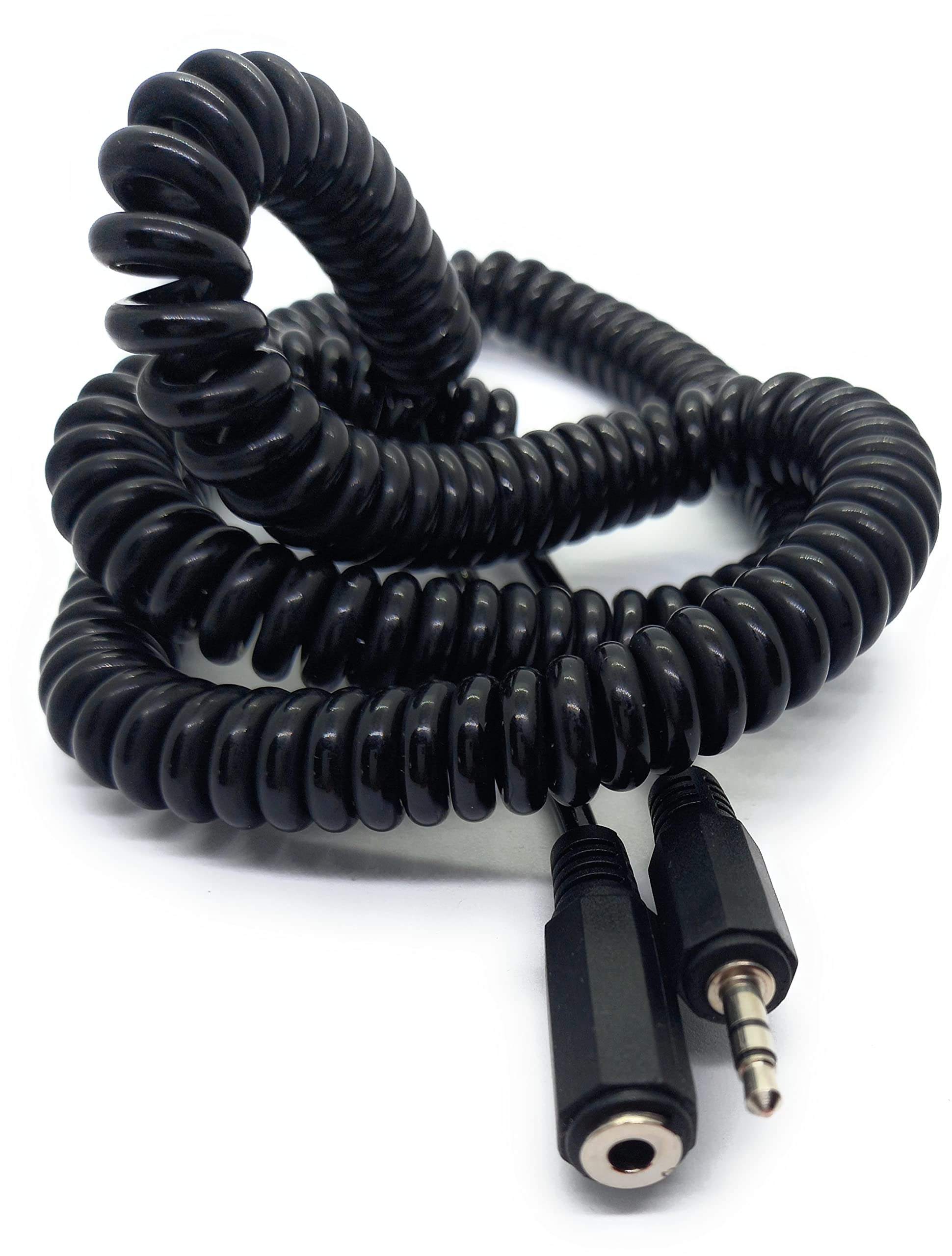 DRUT 3.5mm Stereo Jack to 3.5mm Socket Headphone, Speaker, HI-FI Extension Coiled Cable Lead