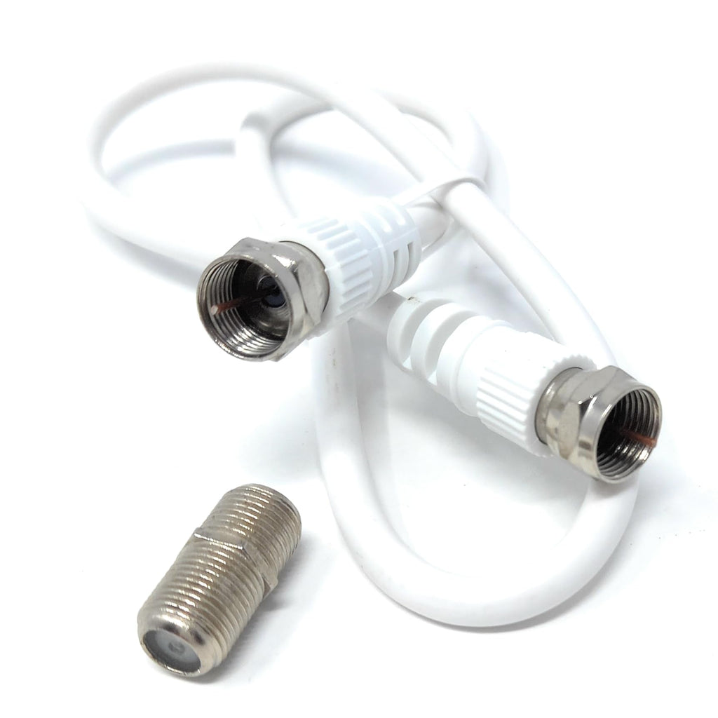 DRUT F-Type Connector TV RG6 Cable With (F-Type Female Coupler) Compatible With STB, Dish TV, Satellite, Antenna Coax Cable Lead
