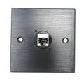 Brushed Aluminium Single Cat6 Female Socket D-Series Outlet Wall Faceplate – Durable Metal Plate for Cat6/Cat5e/Cat7/Cat8/Cat9 Ethernet Networking Cables, Screws Included
