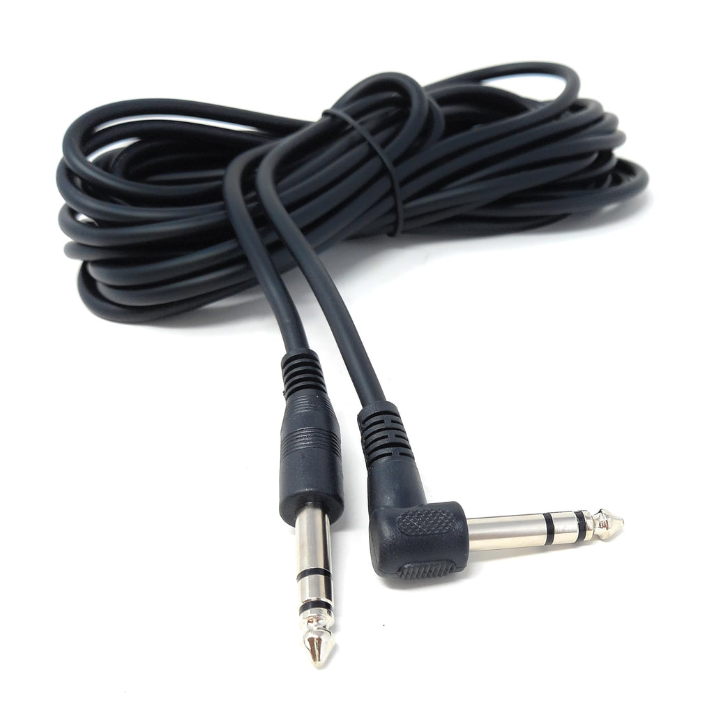 DRUT 6.35mm (1/4") TRS Right-Angled Guitar Cable – Stereo Jack Instrument Lead for Electric Guitar, Bass, Keyboard, Amp, Mixer – Heavy-Duty Audio Cord