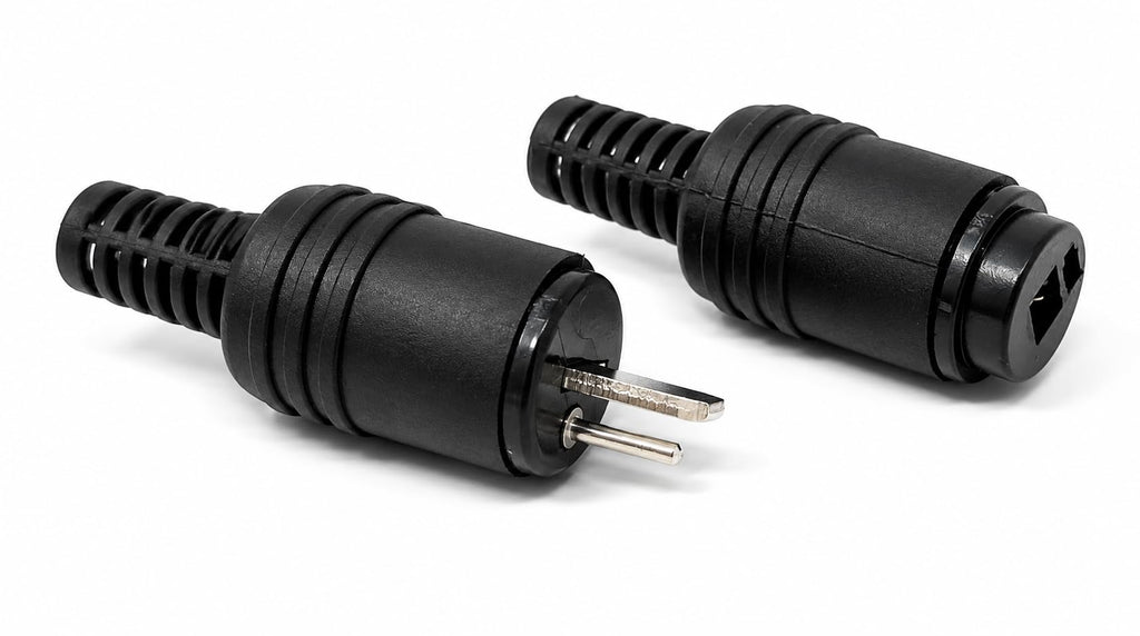 DRUT 2-Pin DIN Speaker Connector Set – Pack of 2 (1 Male + 1 Female), HiFi Audio Plug & Socket with Screw Terminals for Vintage Amplifiers, Speakers & HiFi Systems