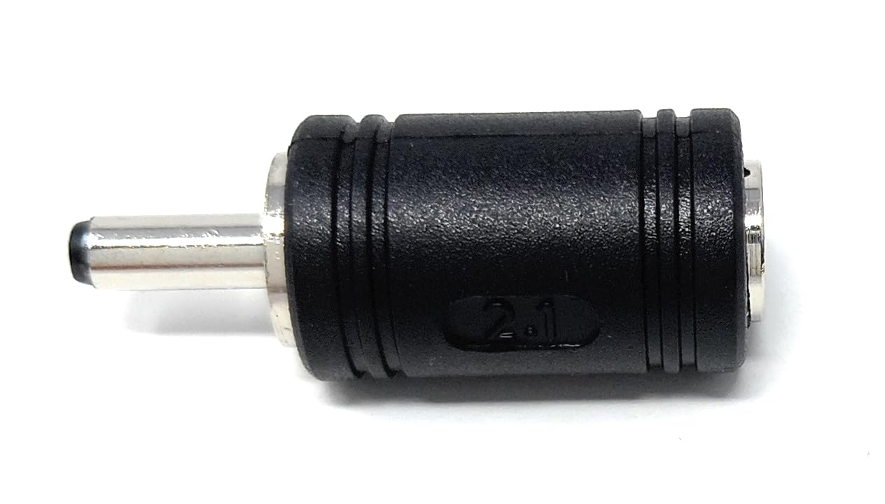 DRUT 5.5mm X 2.1mm DC In Line Socket to 3.5mm x 1.3mm DC Jack Plug Cable Converter
