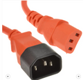 Orange IEC C14 male to C13 female UPS power extension cable
