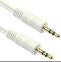 White 3.5mm male to male stereo audio cable