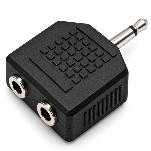 2 x 3.5mm Mono Jack Sockets to 1 x 3.5mm Mono Jack Plug Adapter