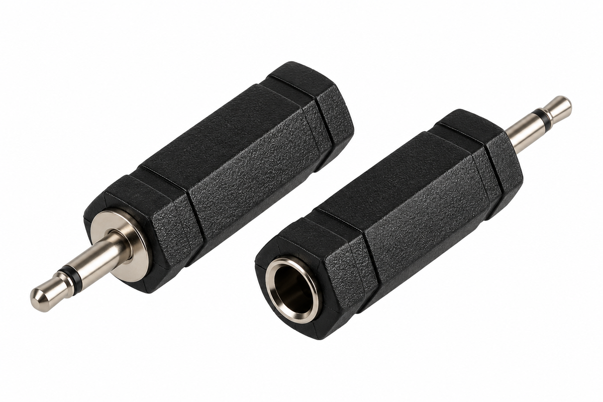 6.35mm Mono Jack Socket to 3.5mm Mono Jack Plug Adapter