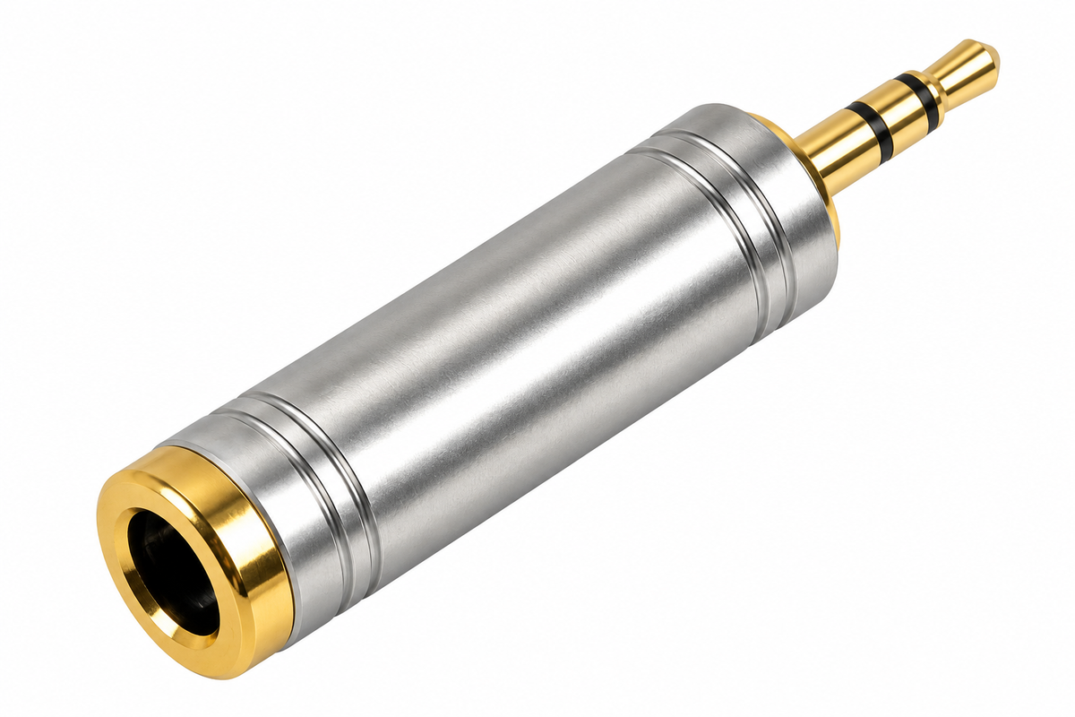 6.35mm Stereo Jack Socket to 3.5mm Stereo Jack Plug Adapter