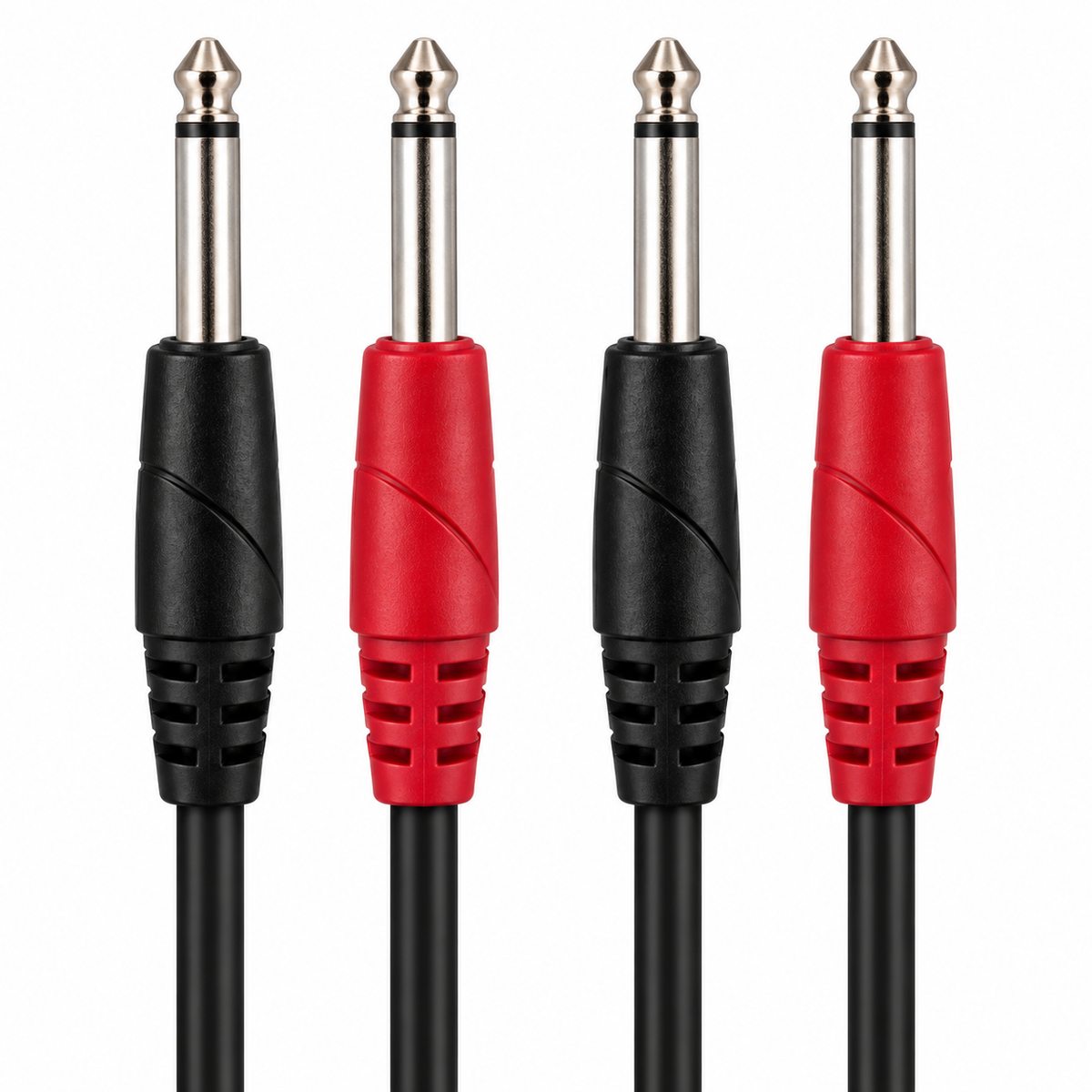 2 x 6.35mm 1/4" Male Twin Jack to Jack Mono Cable Lead (Various Lengths)