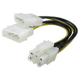 Twin Molex to 6 Pin PCI-e Cable 0.2m