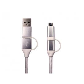 Type-C to Type-C + USB Micro Braided Cable - Aluminium Housing (Various Lengths)