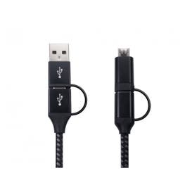Type-C to Type-C + USB Micro Braided Cable - Aluminium Housing (Various Lengths)