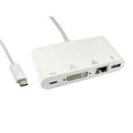 15cm Leaded USB Type-C to DVI, USB & Gigabit Adapter with PD Function