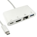 15cm Leaded USB Type-C to HDMI, USB & Gigabit Adapter with PD Function