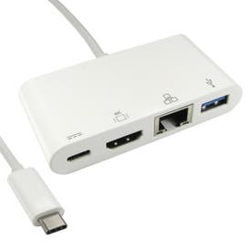 15cm Leaded USB Type-C to HDMI, USB & Gigabit Adapter with PD Function