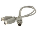 PS/2 6 Pin Mini DIN Splitter Cable – 1 Male to 2 Female 0.25m